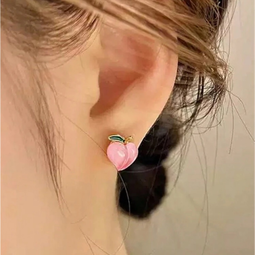 Peach Earrings, Peach Stud Earrings